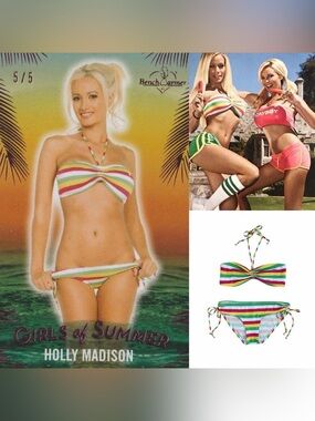 Striped Bandeau Scrunched Bikini As Seen On Holly Madison & Kendra Wilkinson